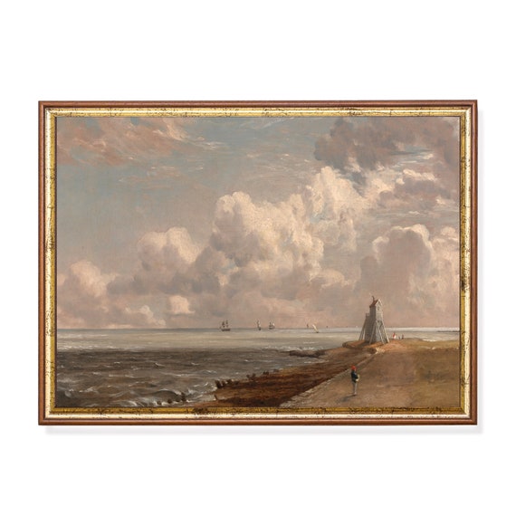 Printed And Shipped Vintage Seascape Painting Antique Lighthouse Print Coastal Decor Ocean Beach Artwork Physical Prints