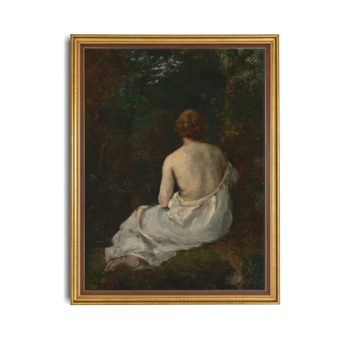 Seated Woman in White Drapery from Behind Classic Art Poster - Image 4