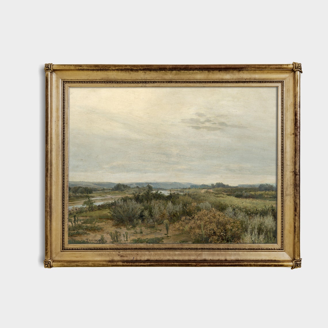 Print And Ship Vintage Landscape Painting Country Landscape Antique Oil Painting Farmhouse Decor Fine Art Mailed Art - Image 2