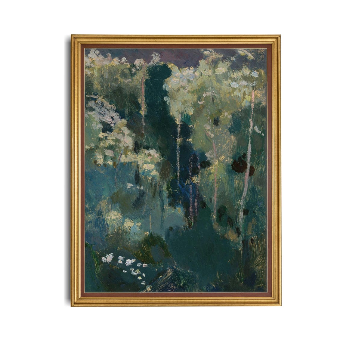 Lush Impressionist Green Forest Canopy Textured Landscape Poster - Image 4