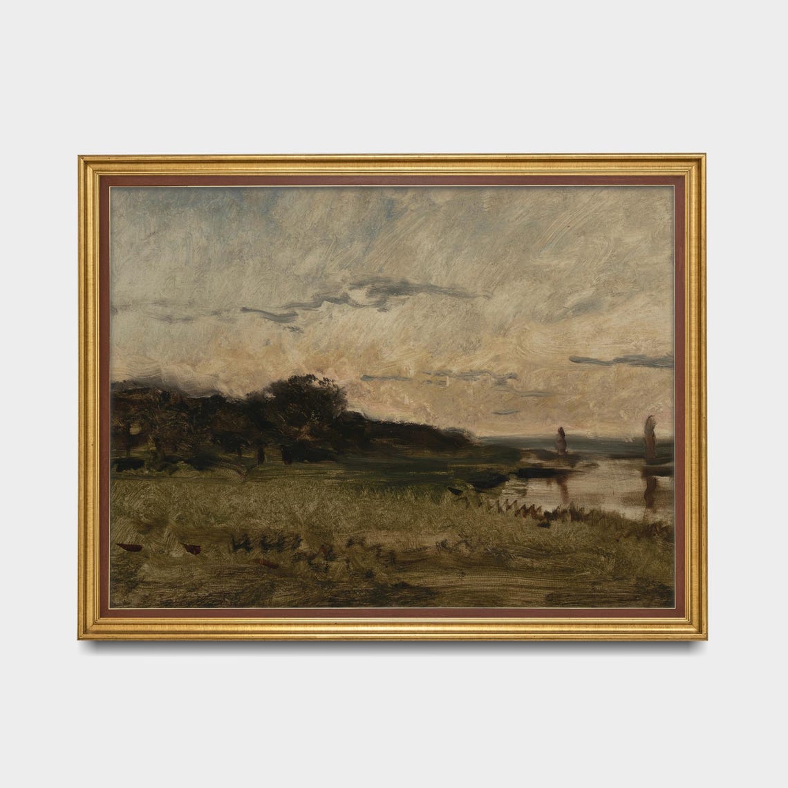 Impressionist River Meadow With Distant Sailboats Painting Poster - Image 5
