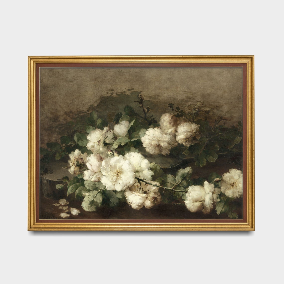 White Roses Still Life Arranged on a Dark Table Floral Poster - Image 4