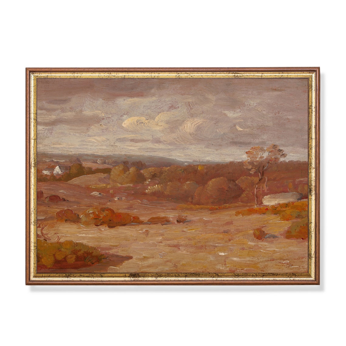 Autumn Countryside With Golden Fields and Trees Antique Poster