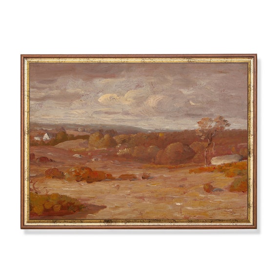 Printed And Shipped Vintage Autumn Painting Antique Fall Landscape Rustic Moody Print Country Scenery Fine Art Physical Prints
