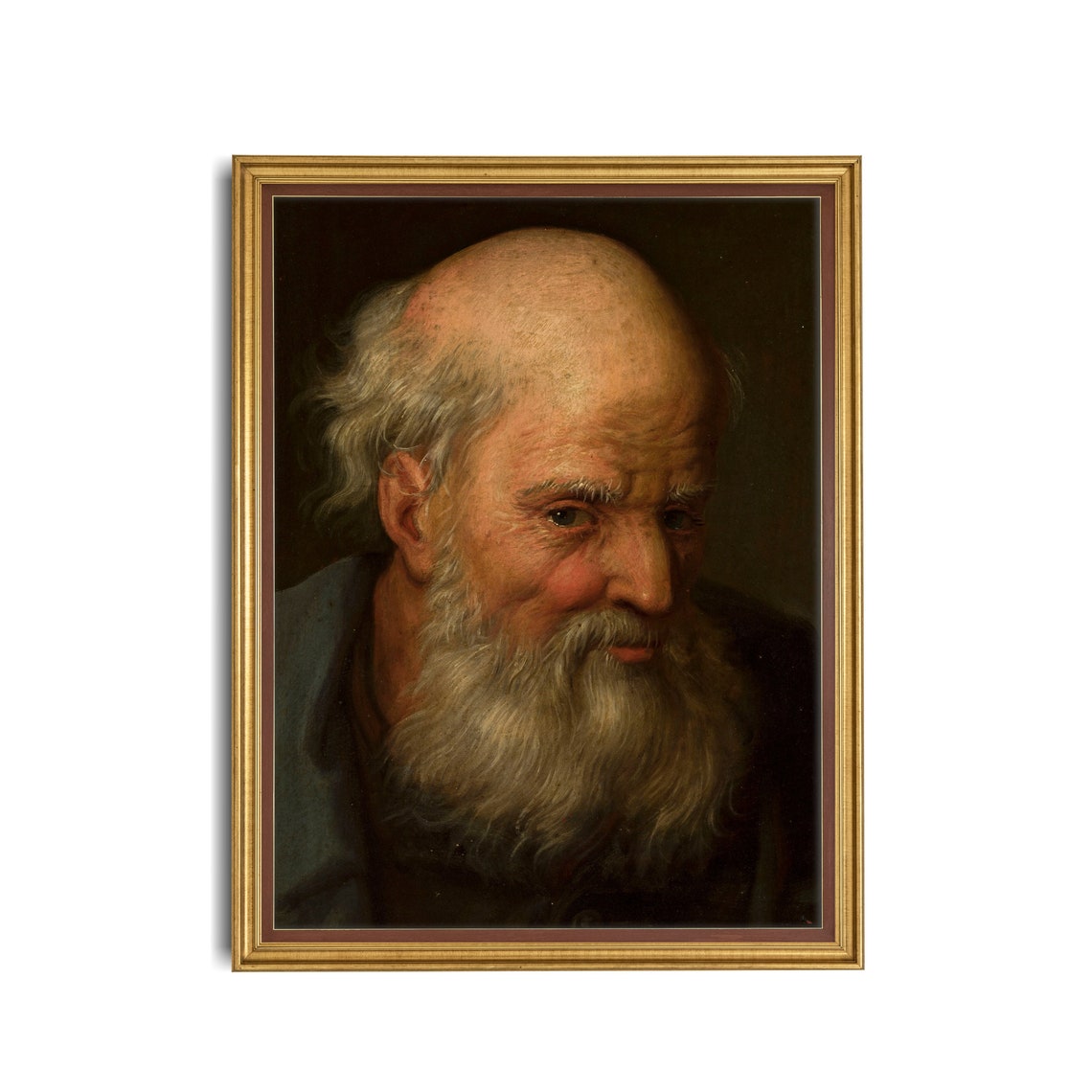 Old Bearded Man Portrait Chiaroscuro Antique Character Study Poster - Image 3