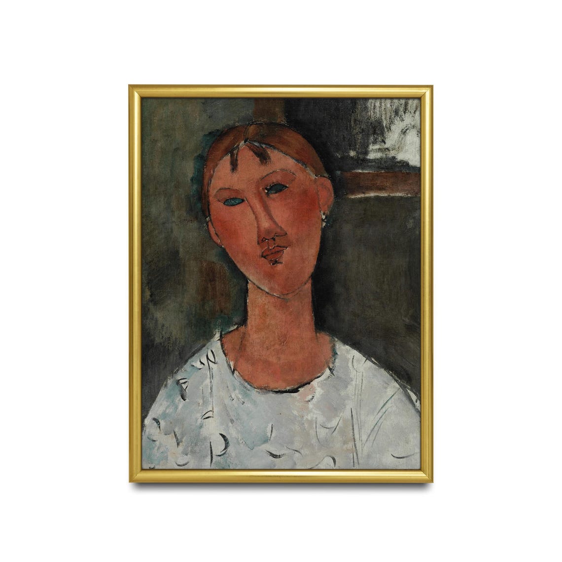 Modigliani Style Portrait Of A Woman In White Vintage Poster - Image 2