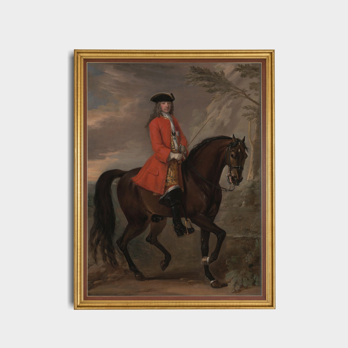 Rider in Red Coat and Tricorn Hat on a Dark Bay Horse Poster - Image 3