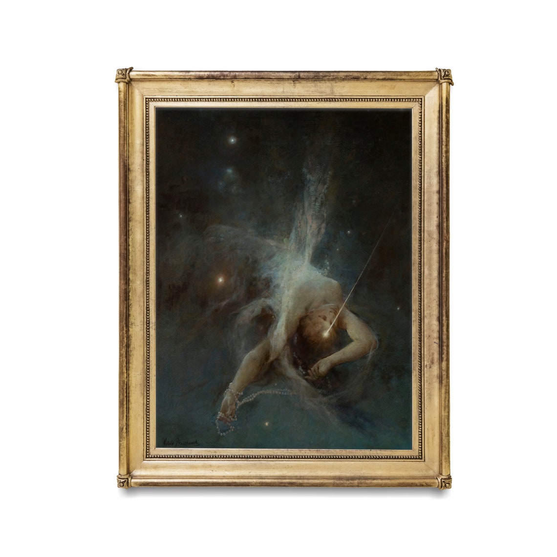 Falling Star Celestial Woman Among the Night Stars Symbolist Poster - Image 2