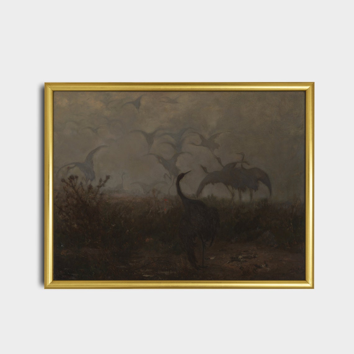 Mailed Print Vintage Birds Painting Antique Cranes Artwork Birds Lover Gift Moody Rustic Cranes Print Printed And Shipped - Image 2
