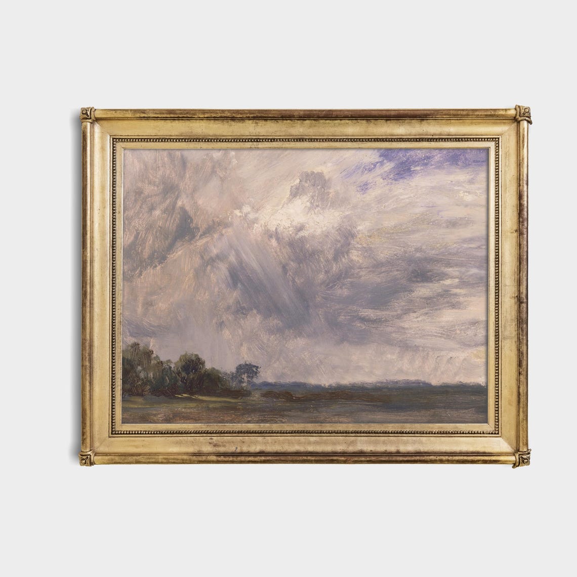 Dramatic Sky Landscape Painting Vintage Atmospheric Cloudscape Fine Art Print Moody Stormy Sky Wall Art Classic Landscape Decor - Image 3