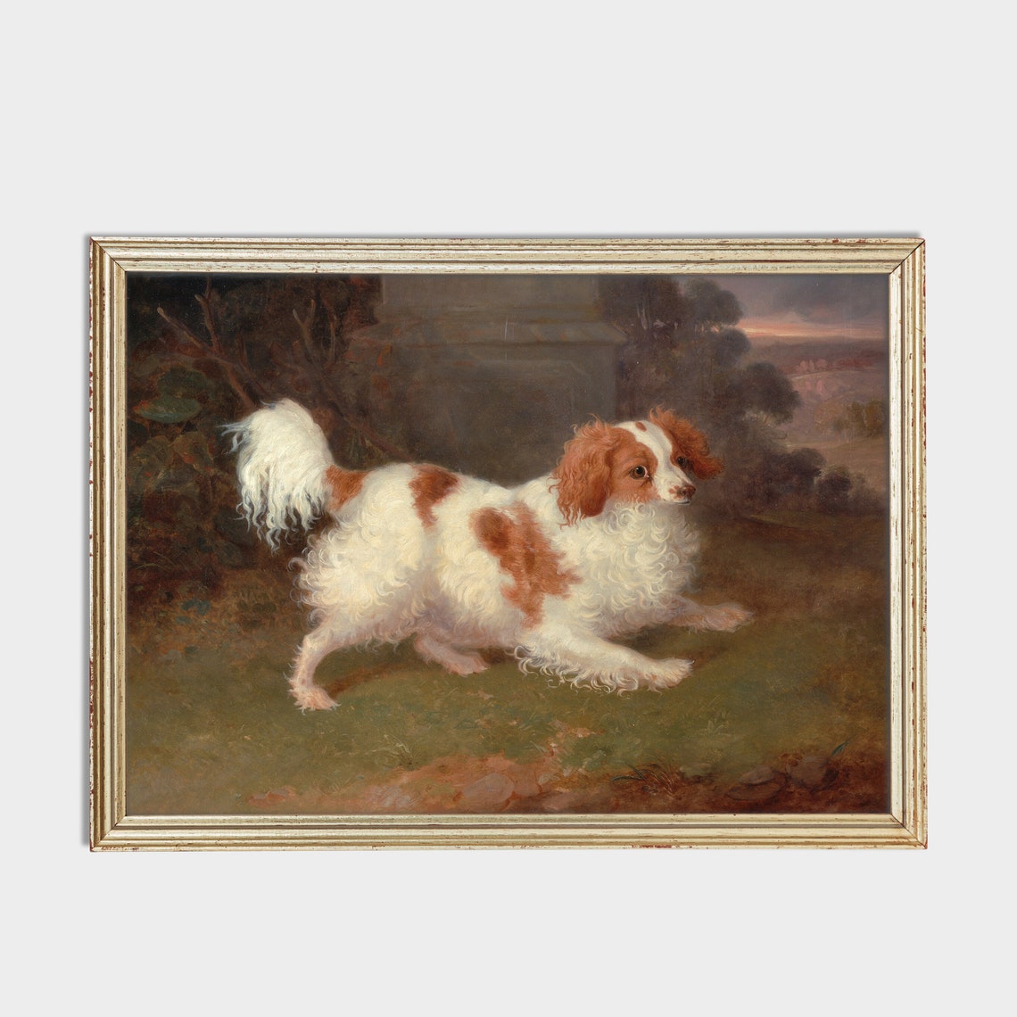 Cavalier King Charles Spaniel in a Garden Vintage Dog Poster - Image 2