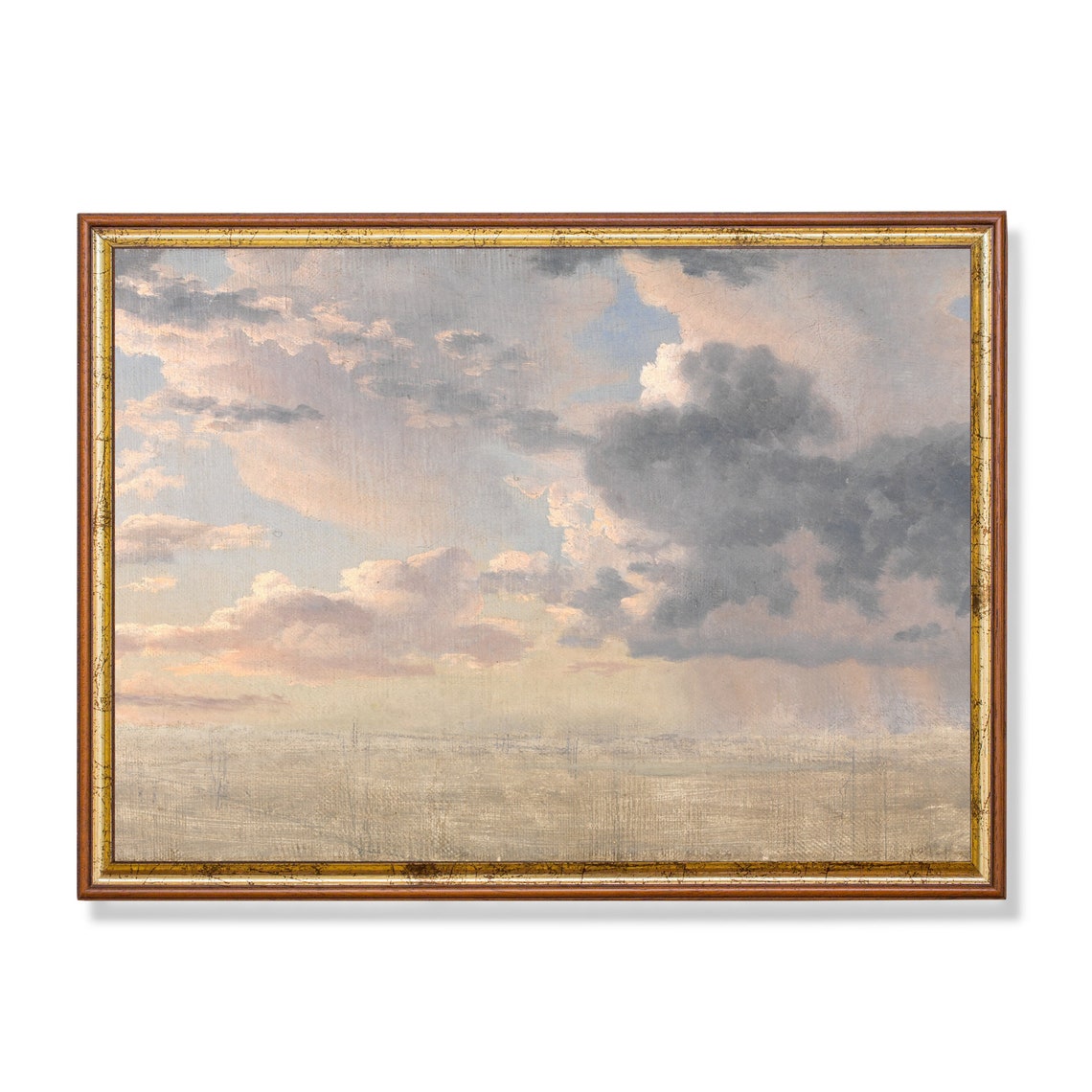 Towering Cumulus Clouds Over a Calm Plain Antique Sky Study Poster