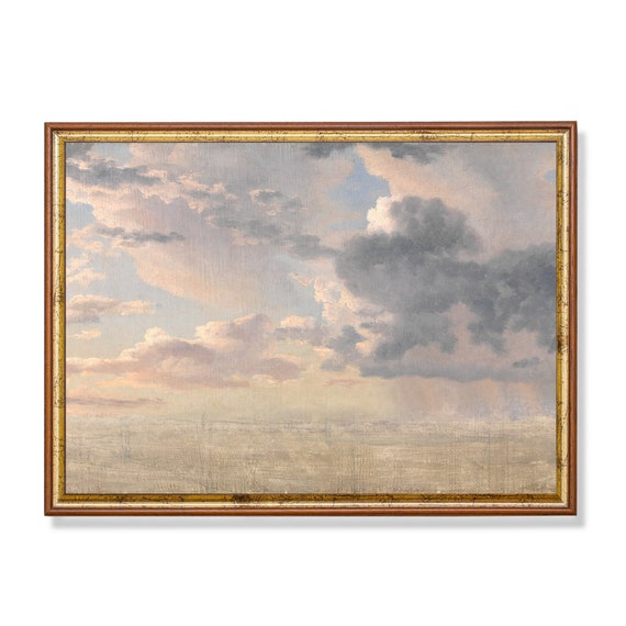 Vintage Cloud Study Antique Sky Painting Wall Art Nursery Decor 18th Century Art Rustic Oil Print
