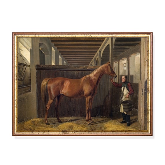 Printed And Shipped Vintage Horse Painting Antique Equestrian Print Moody Rustic Art Farmhouse Decor Fine Art Physical Prints