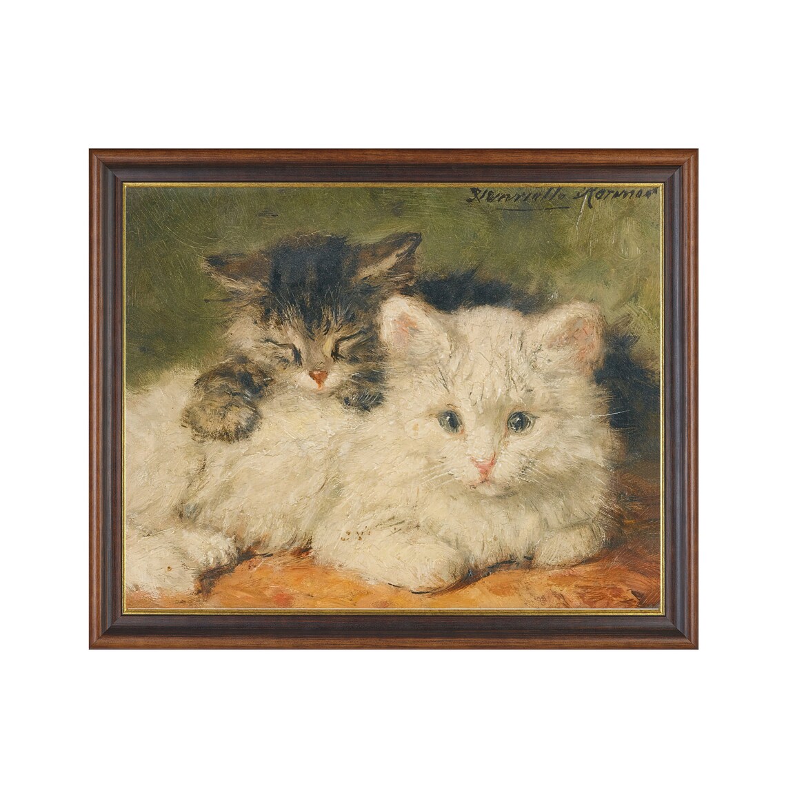 Two Kittens White and Tabby Cuddling Henriette Ronner Vintage Cat Poster - Image 3