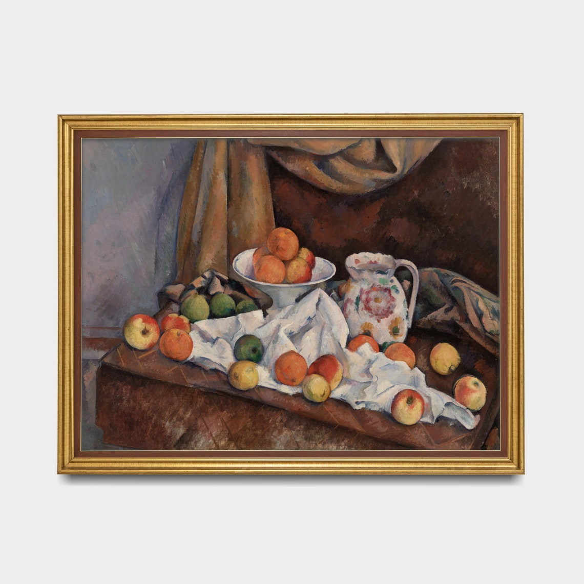 Still Life with Apples and Floral Pitcher Vintage Painting Poster - Image 4