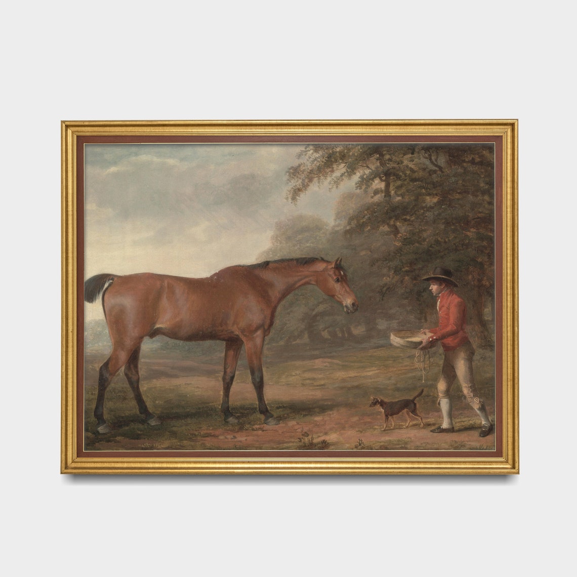 Vintage Horse Painting Antique Equestrian Painting Moody Rustic Oil Painting Print Farmhouse Decor Art - Image 4
