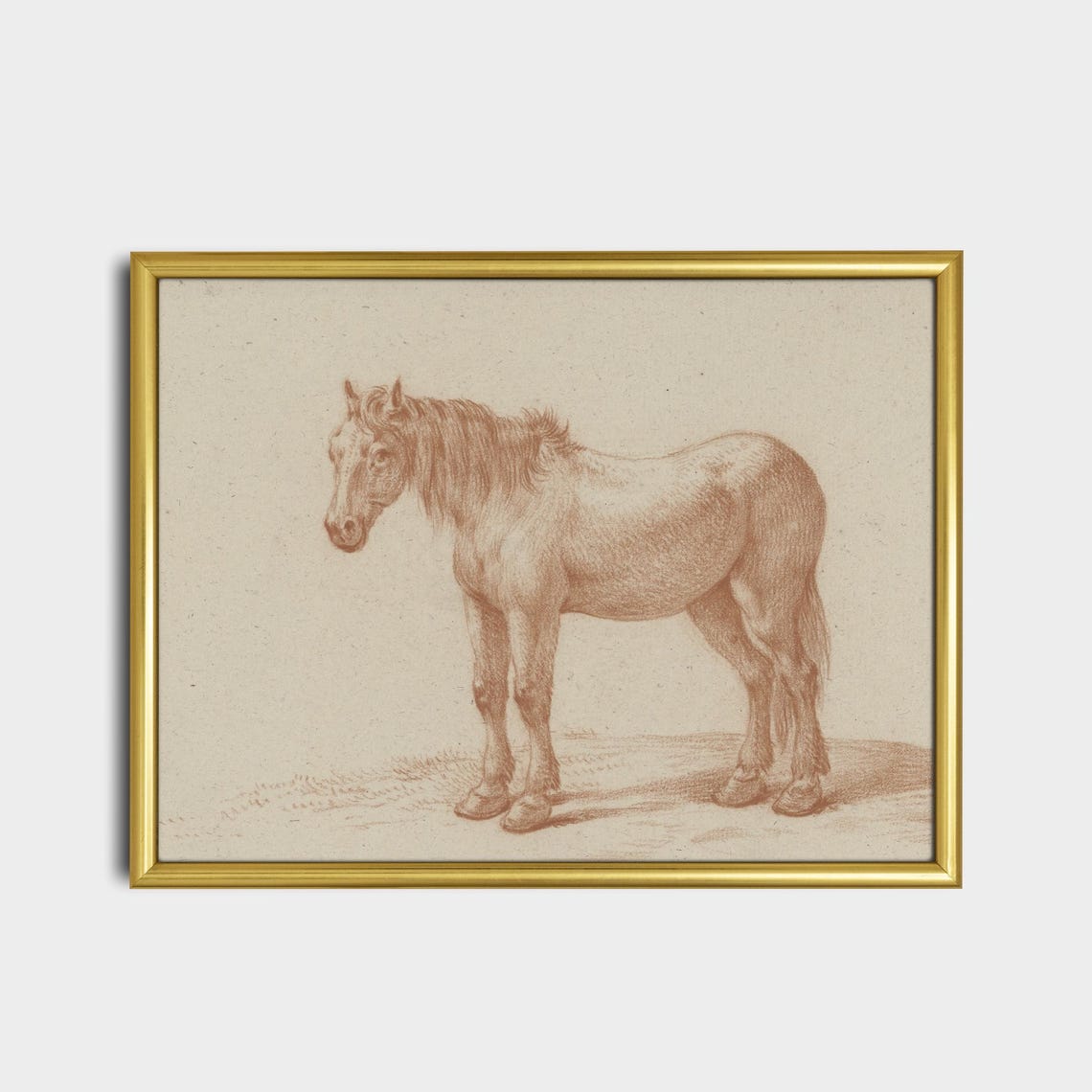 Standing Horse in Profile in Red Chalk Vintage Sketch Poster - Image 2
