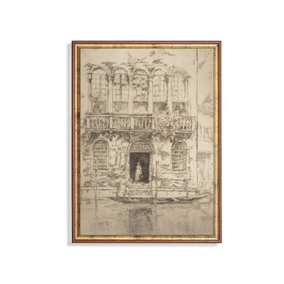Venice Vintage Sketch Cityscape Art Print, Neutral