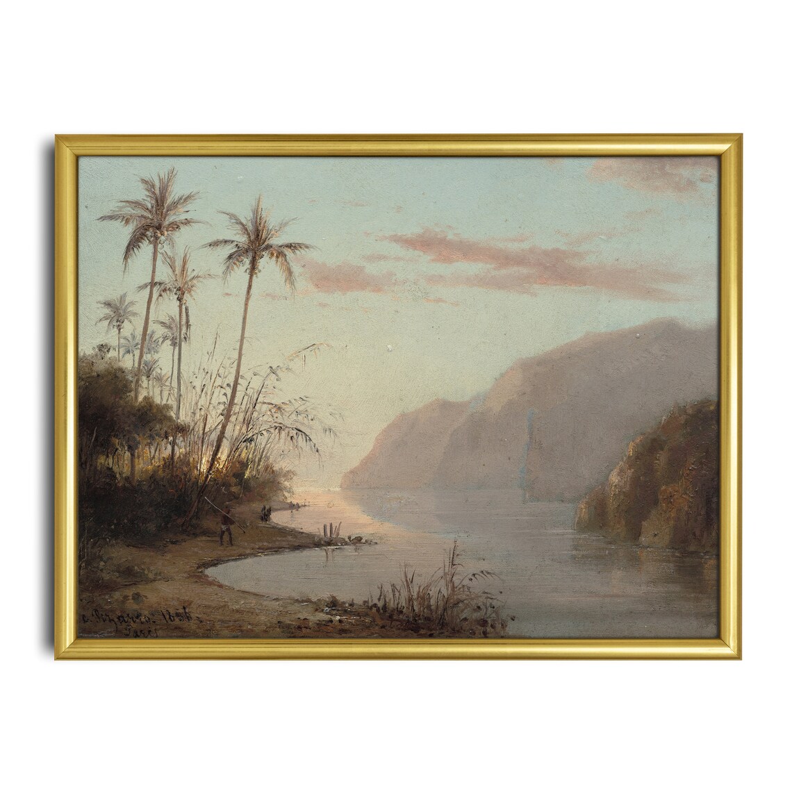Vintage Coastal Ocean Beach Art Print, Rustic Antique