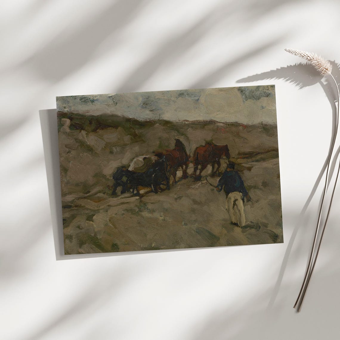 Horse Drawn Cart on a Windy Road Impressionist Sketch Poster - Image 4