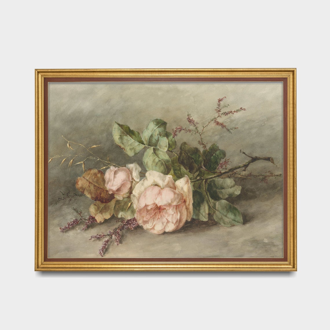 Pink Roses on a Table Signed Marguerite Rosenboom Floral Poster - Image 3