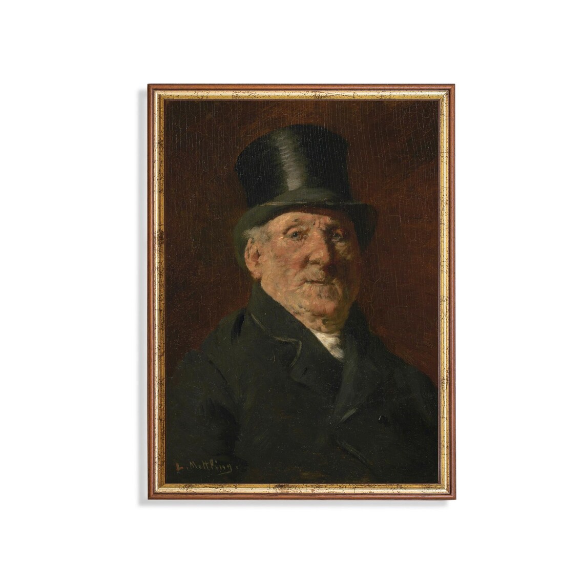Victorian Gentleman Top Hat Moody Antique Portrait Poster Art