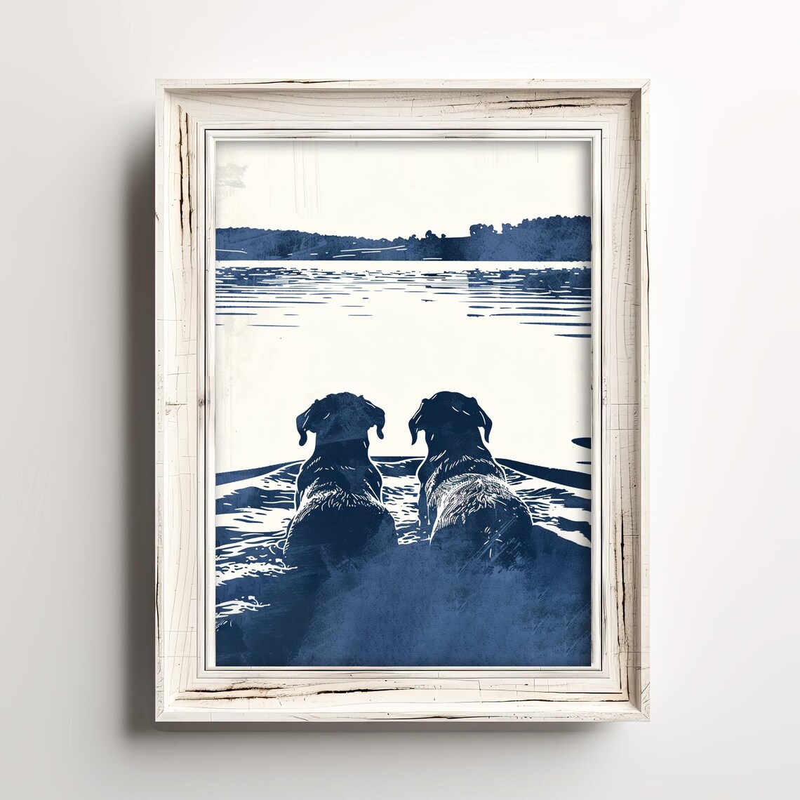 Lake Dogs Evening River Walk Art Print, Deep South