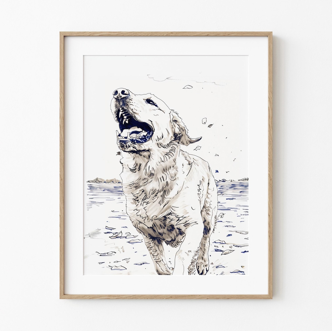 Golden Retriever Puppy Fall Dog Sketch Art Print