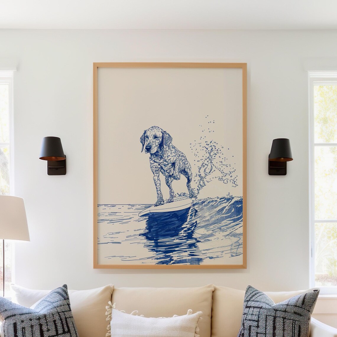 Dog Days On The Coastal Waters Beach Dogs Art Print