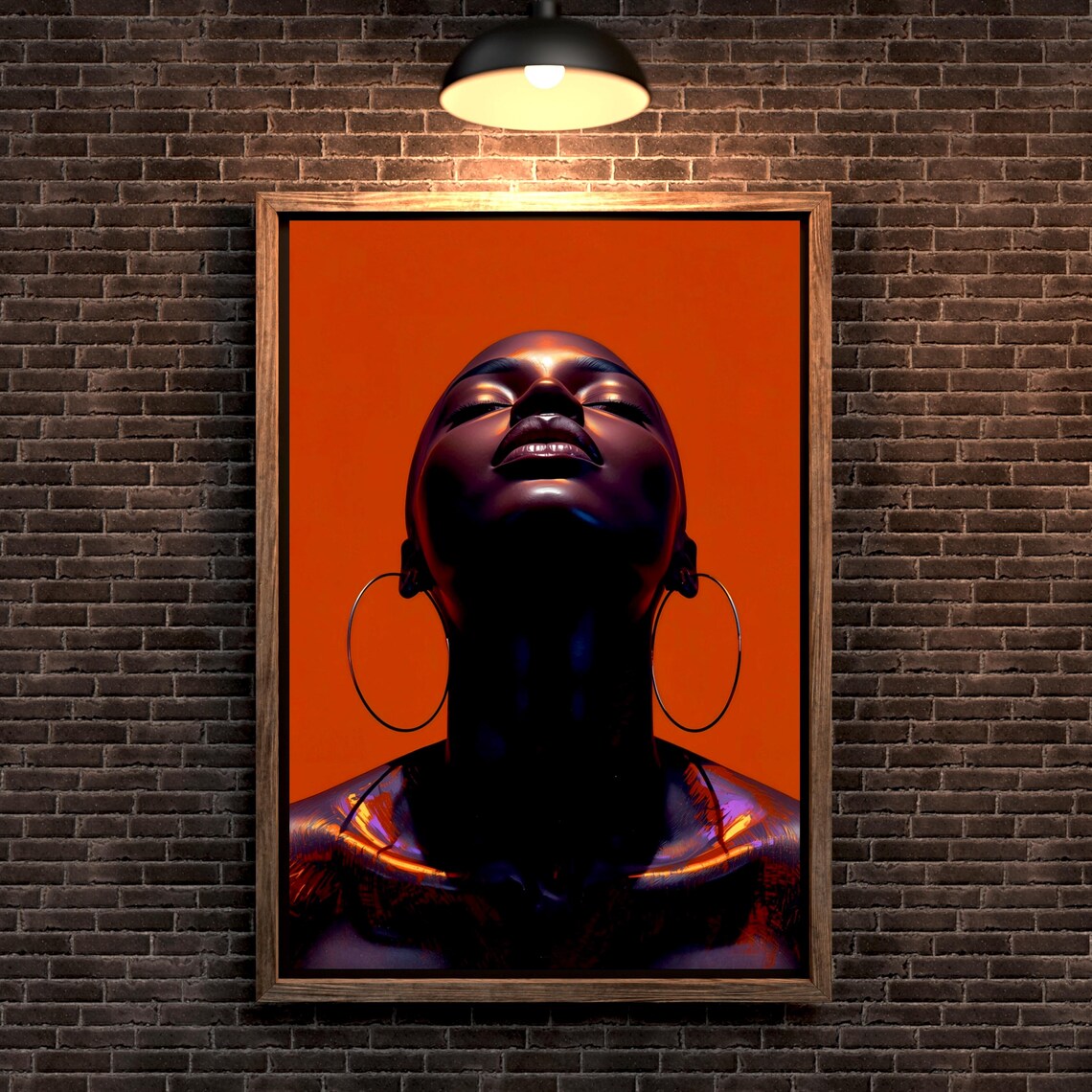 Orange Afro Woman Art Print, Modern Pop Art Portrait