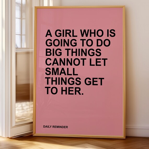 Girl Boss Motivational Quote Poster Feminist Wall Art Pink Minimalist Empowering Office Decor For Women