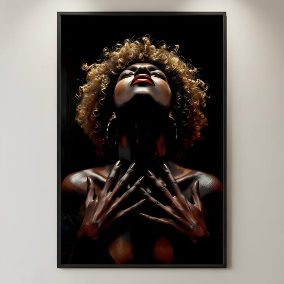 Afro Urban Woman Wall Art Black Girl Modern Living Room Print African Decor Bold