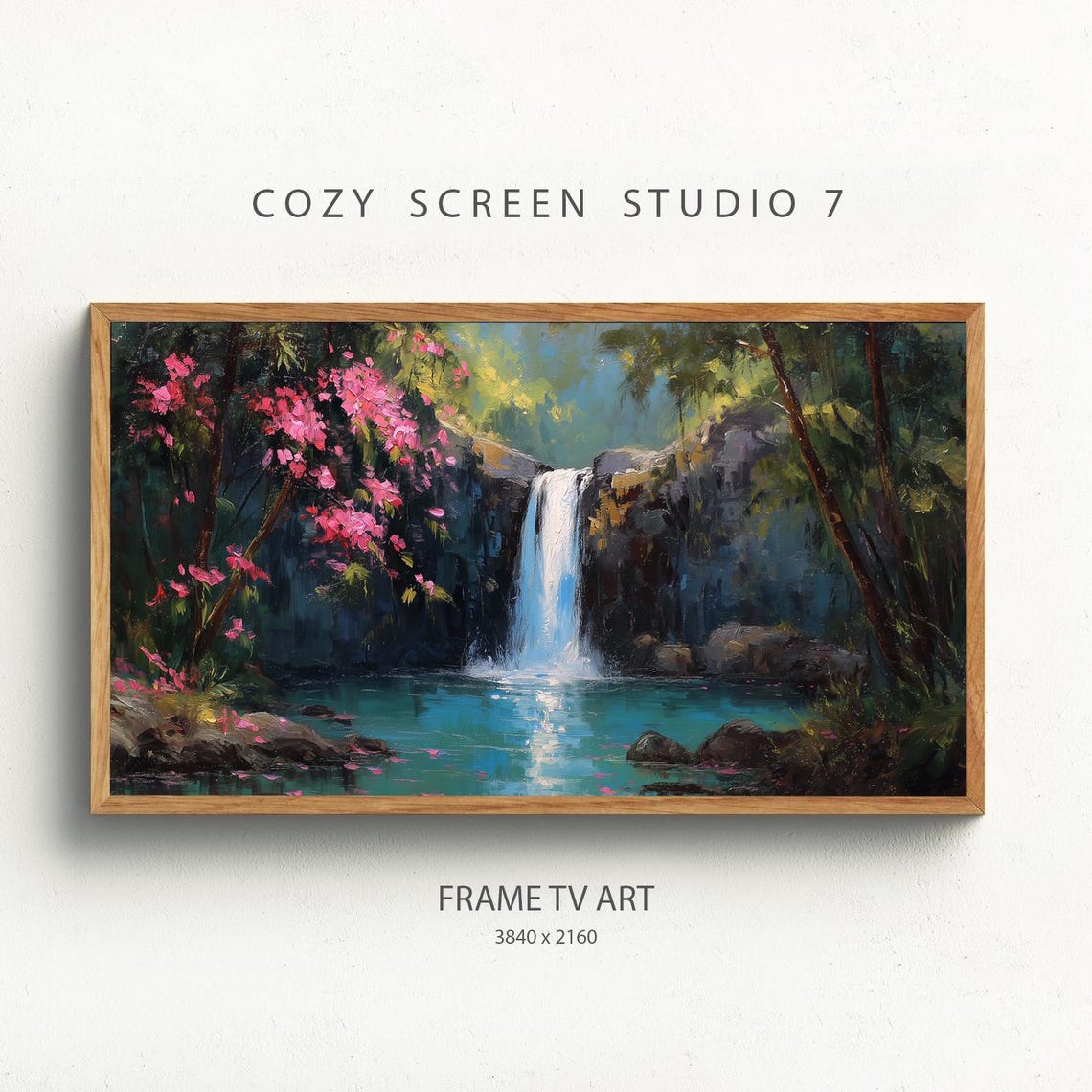 Waterfall Frame TV Art, Tropical Decor