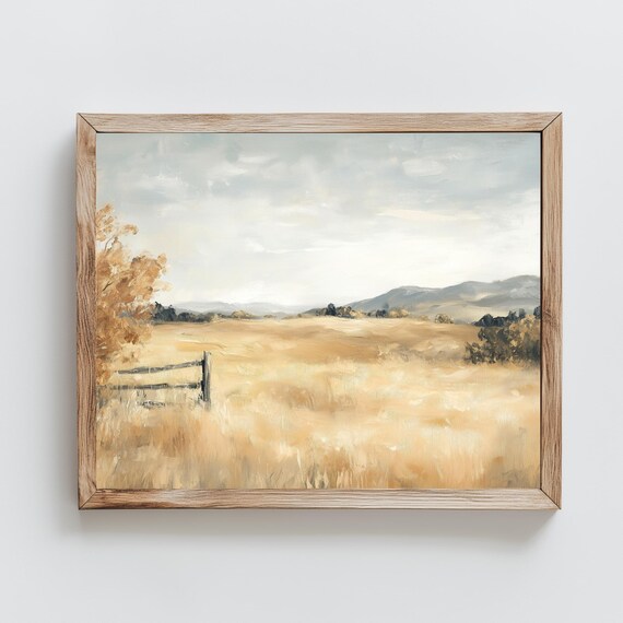Mountain And Field Print Oil Painting Styled Print Peaceful Print Living Room Decor Desert And Mountain Painting Artwork Print