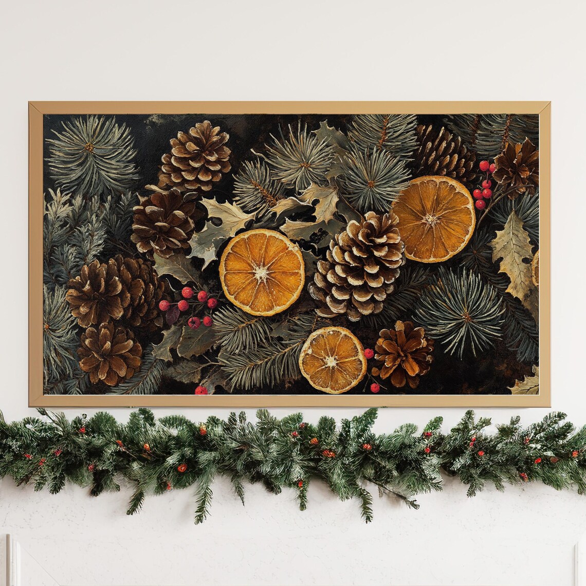Christmas Pinecones and Orange Slices Botanical Art Print - Image 4