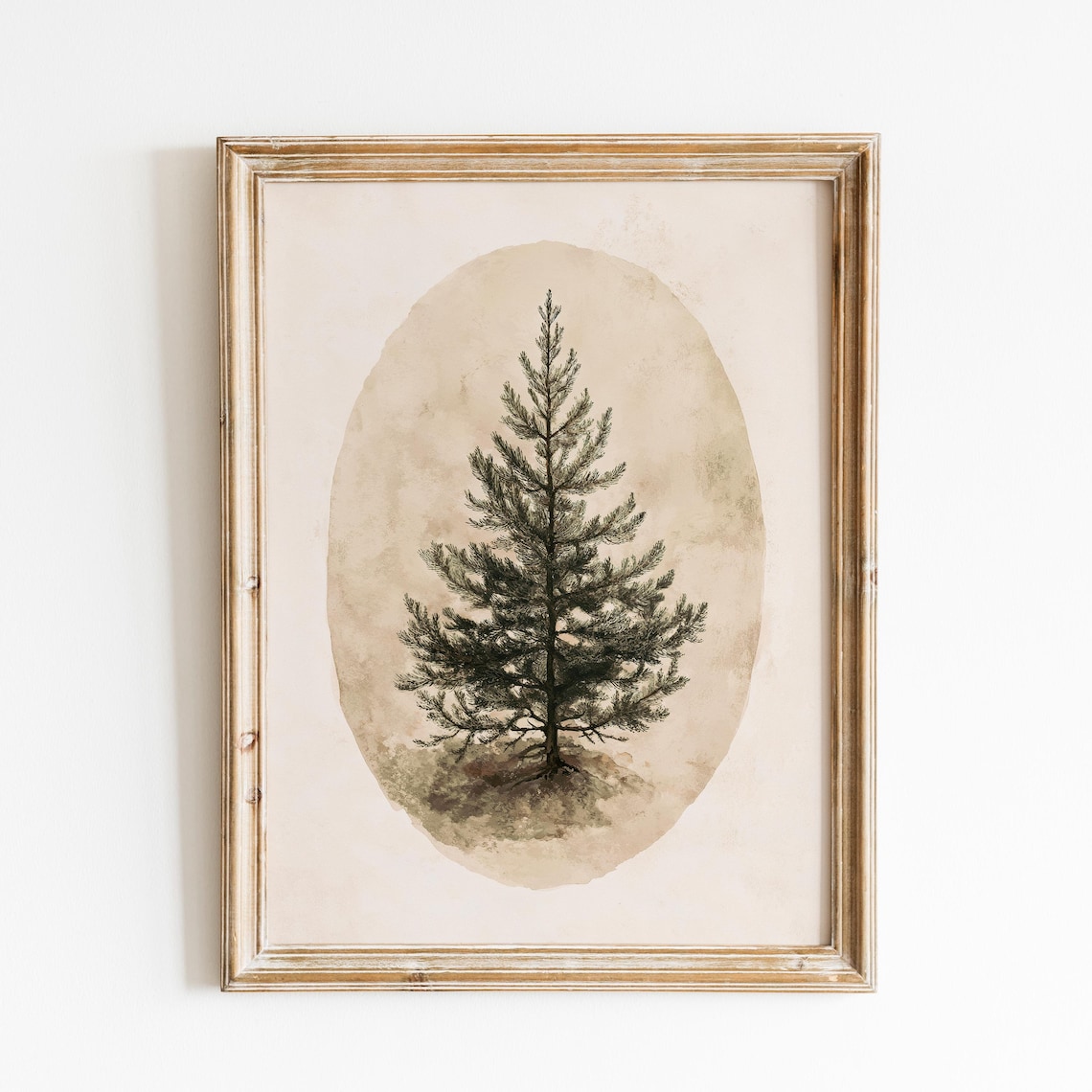 Vintage Christmas Tree Art Print, Victorian Rustic Style