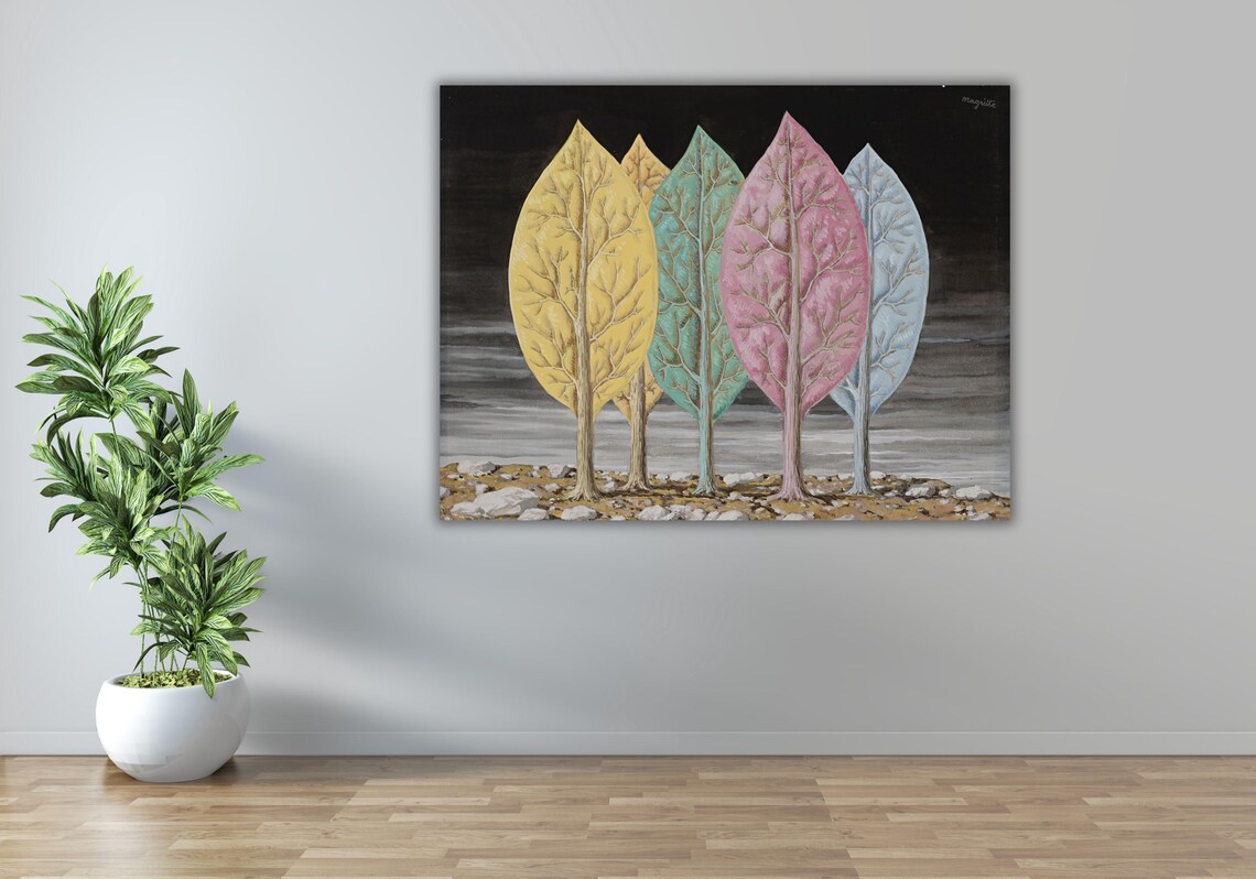 Rene Magritte L Incendie Colorful Leaf Trees Surreal Painting Poster - Image 3