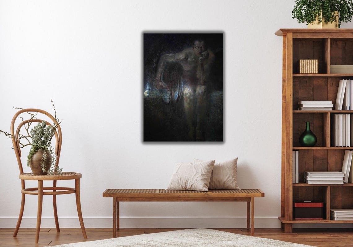 Dark Gothic Figure With Coffin Night Symbolist Moody Art Poster - Image 3