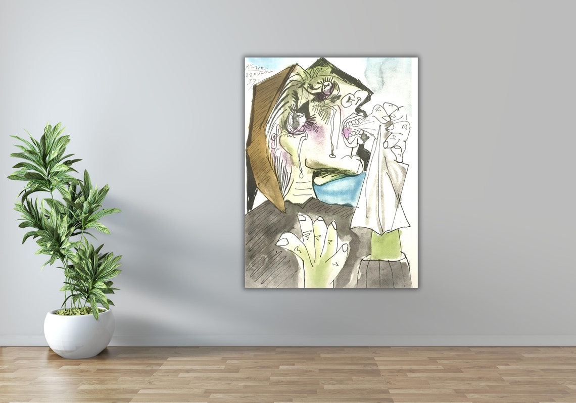 Pablo Picasso Weeping Woman Handkerchief Sketch Cubist Art Poster - Image 3