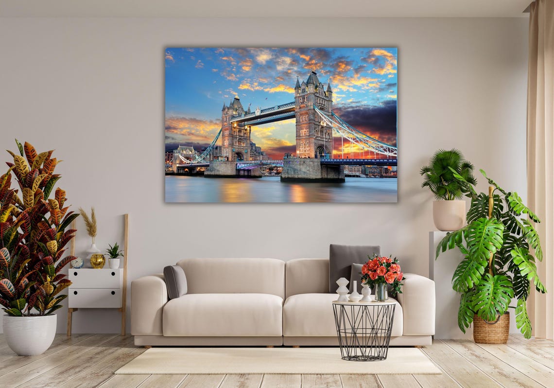 Tower Bridge London at Sunset Glowing River Thames Skyline Poster - Image 2