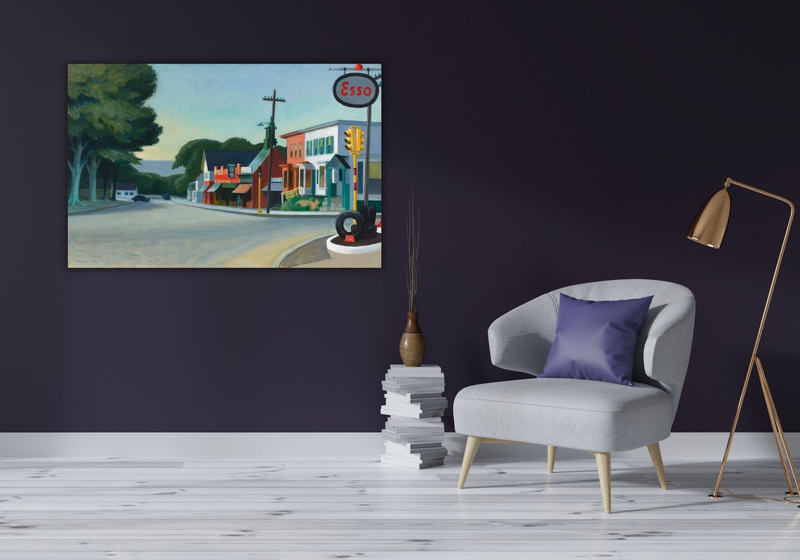 Edward Hopper Esso Gas Station Street Corner Americana Poster - Image 2