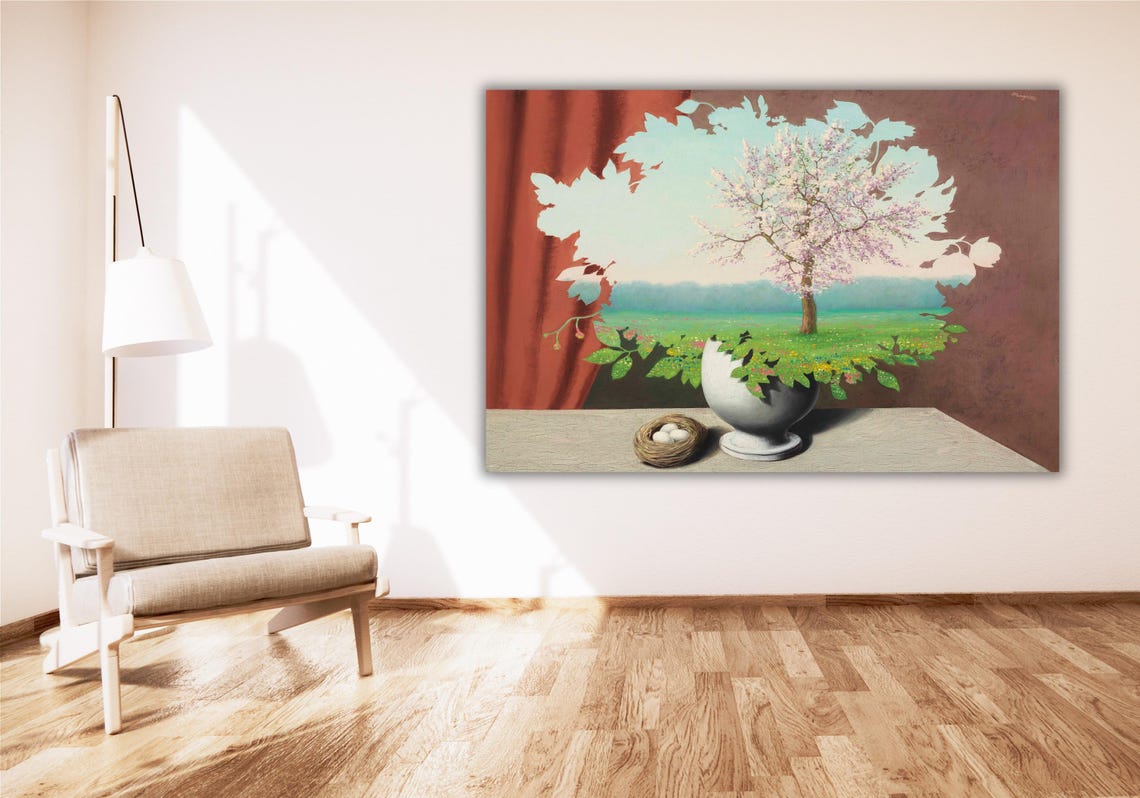 Rene Magritte Surreal Blossoming Tree Spring Landscape Poster - Image 3