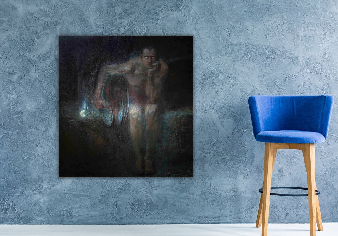 Dark Gothic Figure With Coffin Night Symbolist Painting Poster - Image 3