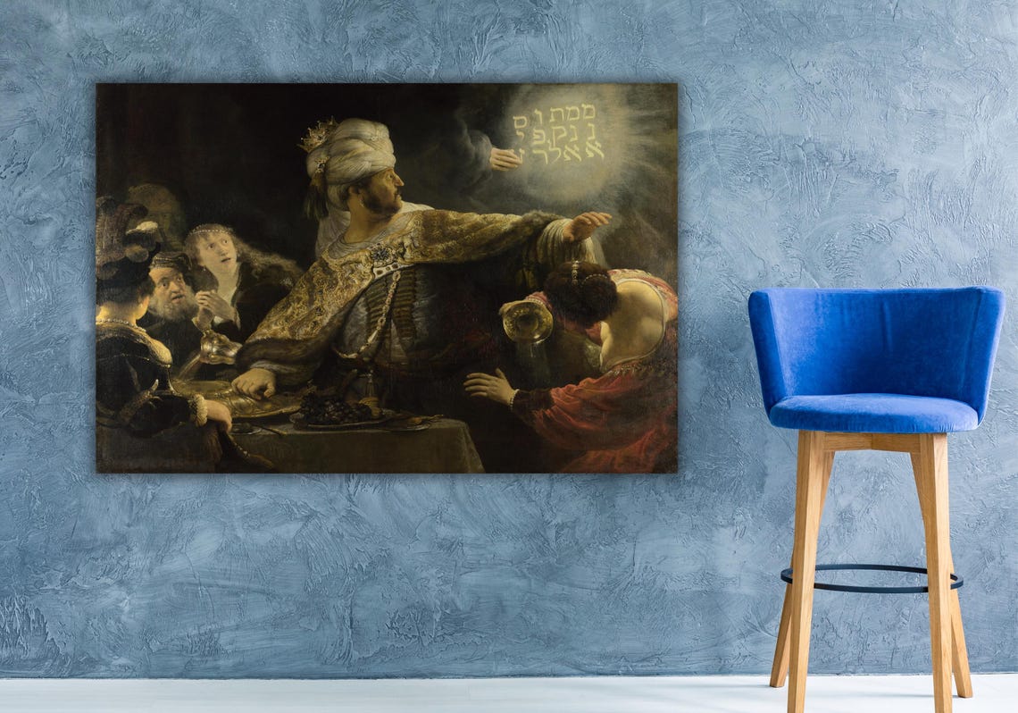 Rembrandt Belshazzars Feast Biblical Baroque Masterpiece Art Poster - Image 3