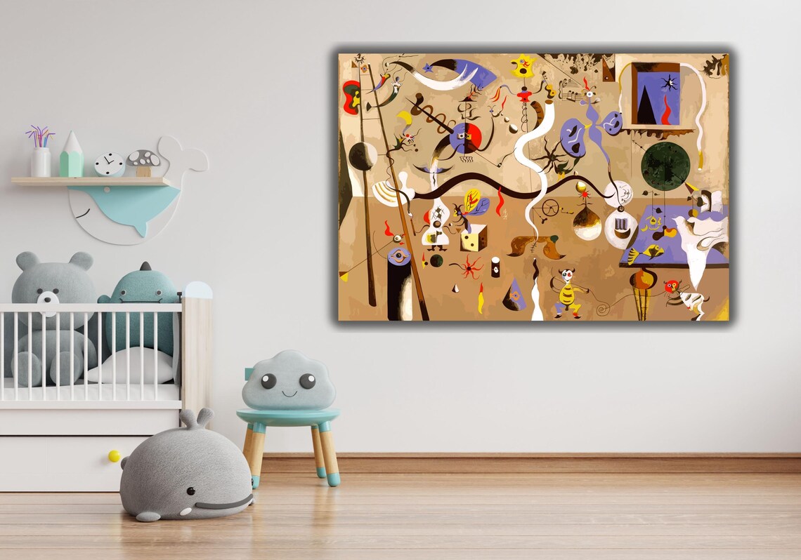 Joan Miro Harlequin Carnival Surrealist Whimsical Painting Poster - Image 2
