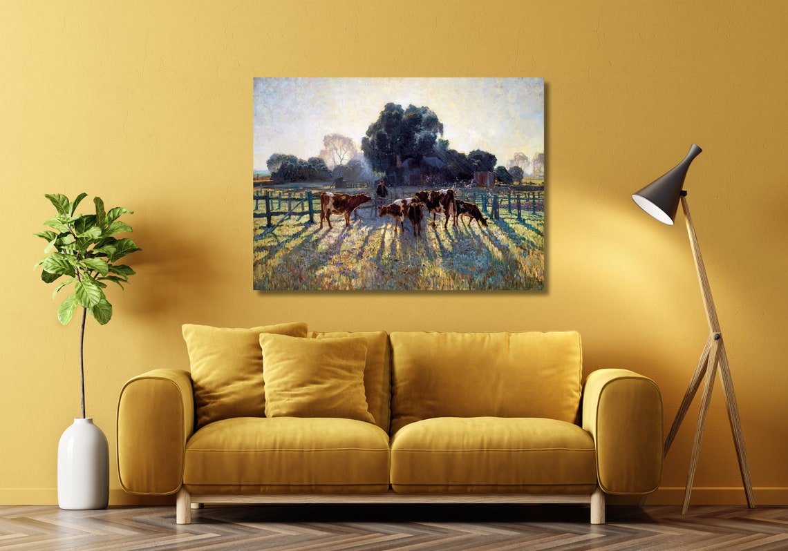 Sunrise Morning Light Dairy Cows Pasture Landscape Art Poster - Image 2