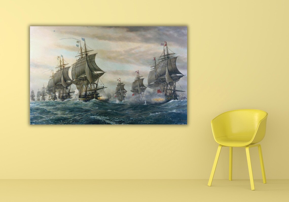 Naval War Ships Battle Of The Virginia Capes Tall Ships Sea Poster - Image 2