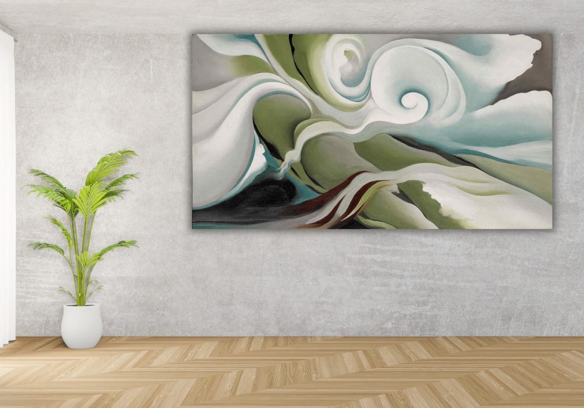 Flowing White Sage Green Abstract Curves Modernist Wave Art Poster - Image 3