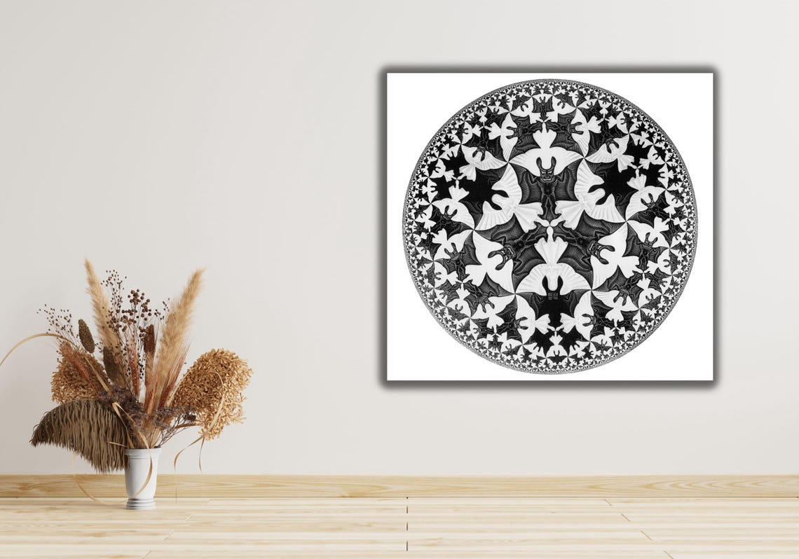 M C Escher Circle Limit IV Angels Devils Geometric Optical Art Poster - Image 2